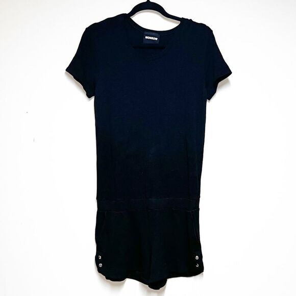 NWOT Revolve Monrow Super Soft French Terry Black Romper Loungewear Sz S - Picture 5 of 11